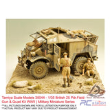 Tamiya Scale Models #35044 - 1/35 British 25 Pdr.Field Gun & Quad Kit WWII | Military Miniature Series