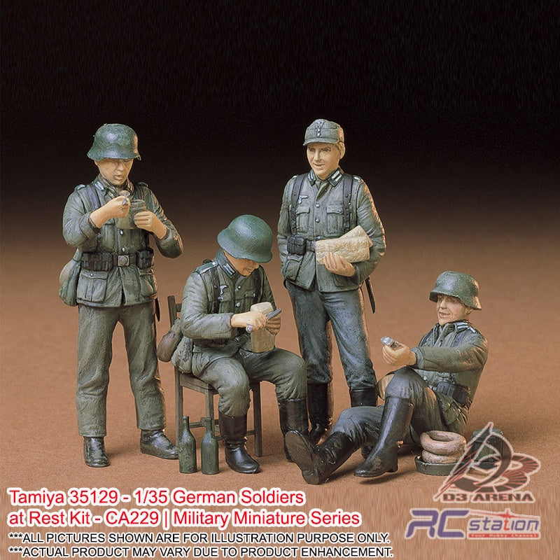 Tamiya 1/35 Scale German Soldiers At Rest (4 figures) - Kit #35129 Tamiya 1/35 Scale German Soldiers At Rest (4 figures) - Kit #35129