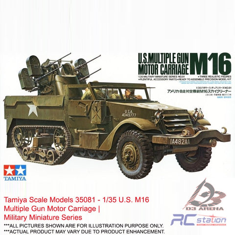 Tamiya Scale Models #35081 - 1/35 U.S. M16 Multiple Gun Motor Carriage | Military Miniature Series