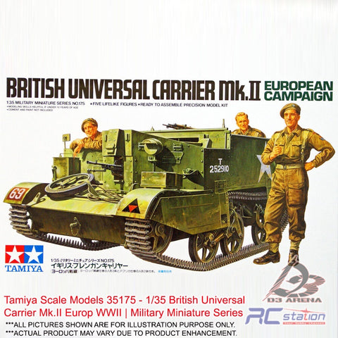 Tamiya Scale Models #35175 - 1/35 British Universal Carrier Mk.II Europ WWII | Military Miniature Series