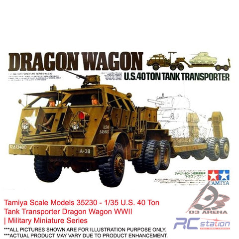 Tamiya Scale Models #35230 - 1/35 U.S. 40 Ton Tank Transporter Dragon Wagon WWII | Military Miniature Series