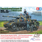 Tamiya Scale Models #25209 - 1/35 Panzerkampfwagen IV Ausf.G Early Production & Motorcycle Eastern Front