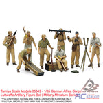 Tamiya Scale Models #35343 - 1/35 German Africa Corps Luftwaffe Artillery Figure Set | Military Miniature Series