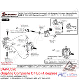 3RACING SAK-U320 GRAPHITE COMPOSITE C HUB (4 DEGREE) FOR 3RACING SAKURA CHASSIS