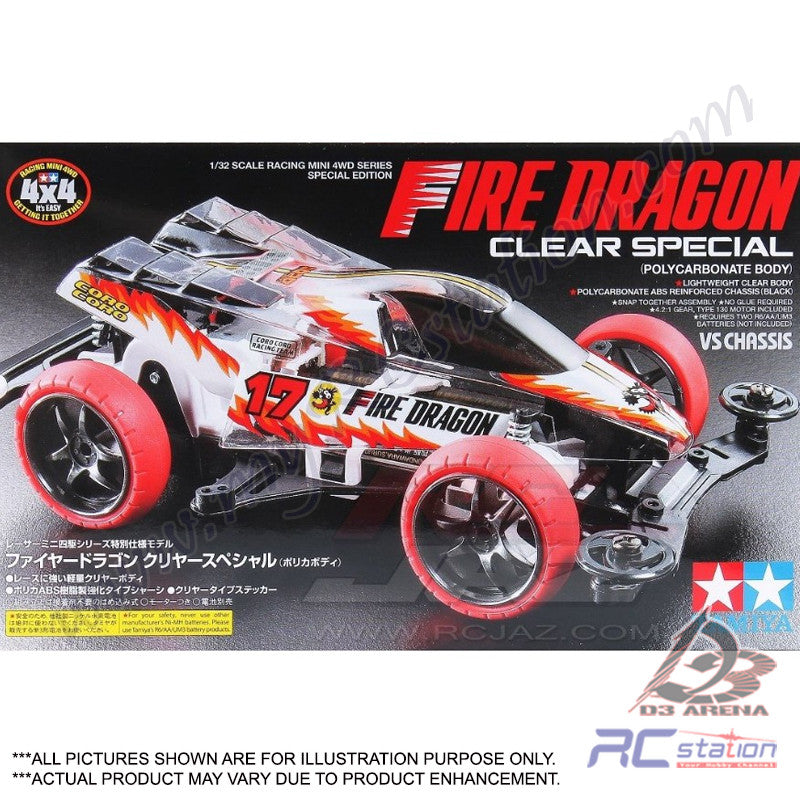 Tamiya 95337 Mini 4WD Fire Dragon Clear Special - Coque Polycarbonate 1/32
