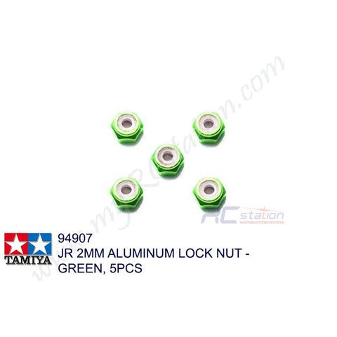 Tamiya #94907 - JR 2mm Aluminum Lock Nut Green 5 Pcs [94907]