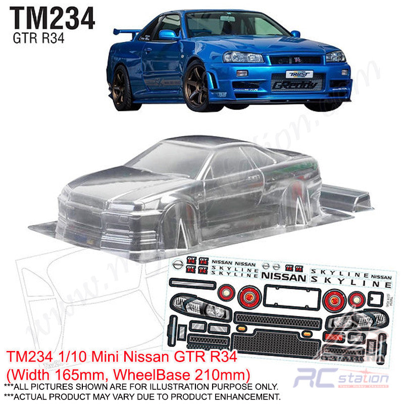 TeamC Racing M-Chassis Clear Body Shell TM234 1/10 Mini Nissan GTR