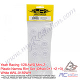 Yeah Racing #WL-0159WH - Yeah Racing Plastic Narrow Rim Set (Offset 0+1 +2 +3) White For 1/28 RWD Mini-Z