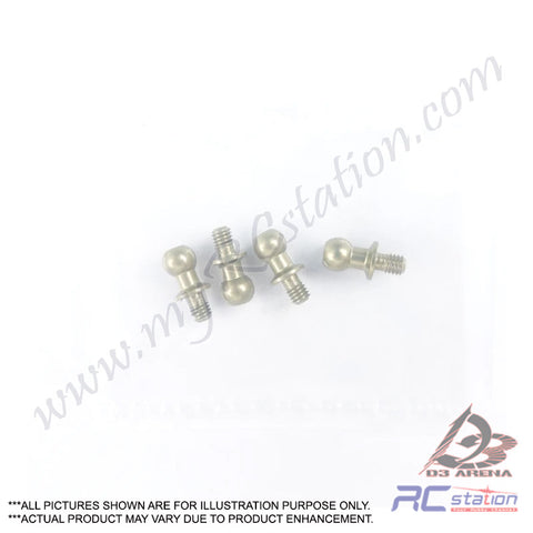 3Racing #3RAC-BS4804/TE - 7075 Aluminum 4.8mm Hex Ball Stud H=4 (4pcs) - Teflon Coated