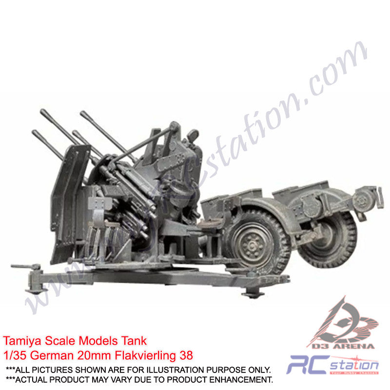 Tamiya Scale Models Tank 35091 1/35 German 20mm Flakvierling 38 [35