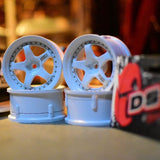 DS Racing #DE-004 - Drift Element Wheel Rim - Adjustable Offset (2pcs) / Triple White with Gold Rivets