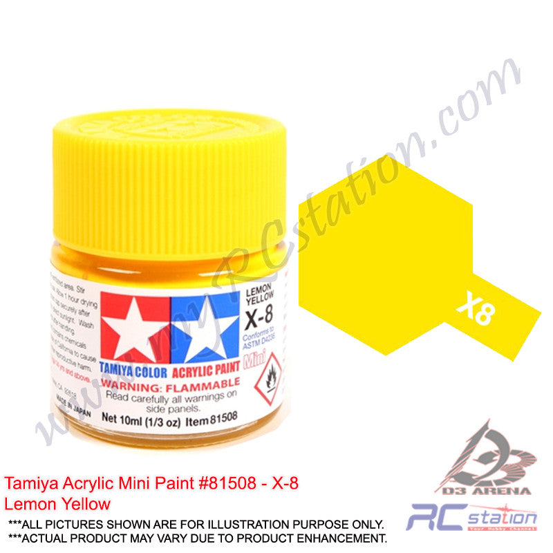 Tamiya Acrylic Mini X-8 Lemon Yellow - 10ml Bottle #81508 – RC