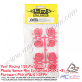 Yeah Racing #WL-0145FPK - Yeah Racing Plastic Narrow Rim Set (Offset 0+1 +2 +3) Florescent Pink For 1/28 AWD Mini-Z