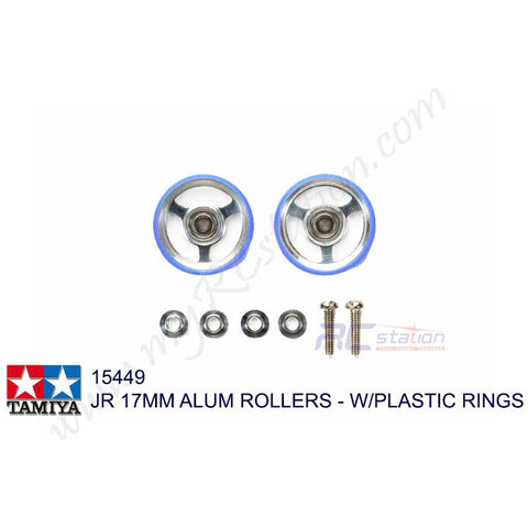 Tamiya #15449 - JR 17mm Aluminum Rollers - w/Plastic Rings - 2Pcs [15449]