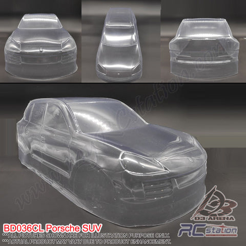PVC 1/10 Clear Body Shell - Porsche Suv W:190 WB 260 - BD036CL
