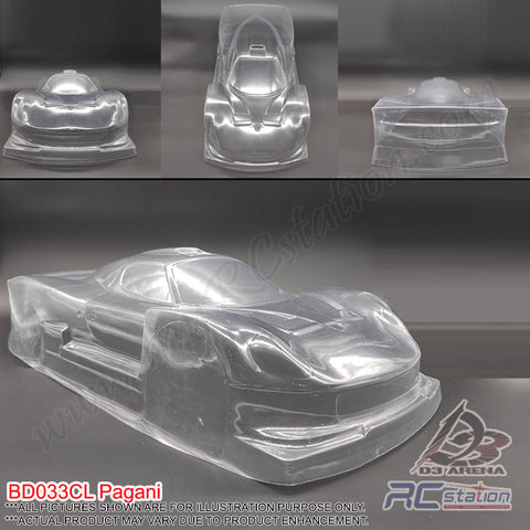 PVC 1/10 Clear Body Shell - Pagani W:200 WB:260 - BD033CL