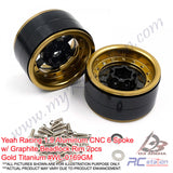 Yeah Racing #WL-0169GM - Yeah Racing 1.9 Aluminum CNC 6 Spoke w/ Graphite Beadlock Rim 2pcs Gold Titanium