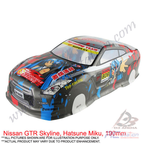 1/10 Painted PVC On Road Drift Car Body Shell RC Racing Accessories Nissan GTR Skyline, Hatsune Miku