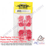 Yeah Racing #WL-0146FPK - Yeah Racing Plastic Wide Rim Set (Offset 0 +1+2 +3) Florescent Pink For 1/28 AWD Mini-Z