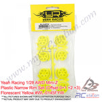 Yeah Racing #WL-0145FYW - Yeah Racing Plastic Narrow Rim Set (Offset 0+1 +2 +3) Florescent Yellow For 1/28 AWD Mini-Z