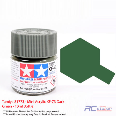 Tamiya Acrylic Mini XF-73 Dark Green - 10ml Bottle JGSDF Dark A53 #81773
