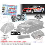 Team C Racing Clear Body Shell TC043 1/10 Nissan GTR R33 (Width 190mm, WheelBase 258mm)