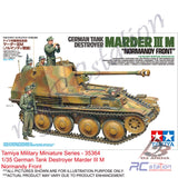 Tamiya Scale Model Tank #35364 - 1/35 German Tank Destroyer Marder III M Normandy Front | Military Collection Series