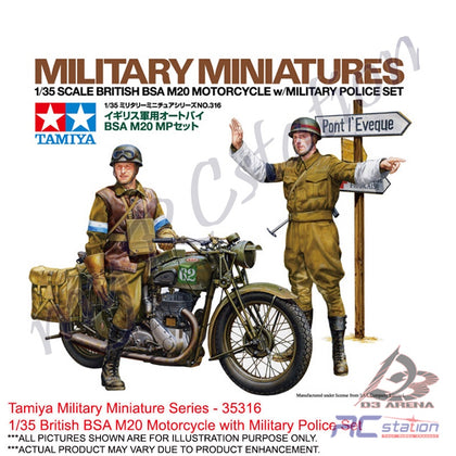 Tamiya Scale Models #35316 - 1/35 British BSA M20 Motorcycle with Military Police Set | Military Collection Series
