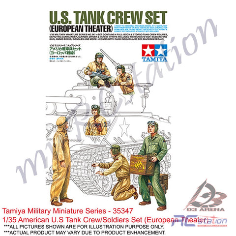 Tamiya Scale Models #35347 - 1/35 American U.S Tank Crew/Soldiers Set (European Theater) | Military Collection Series
