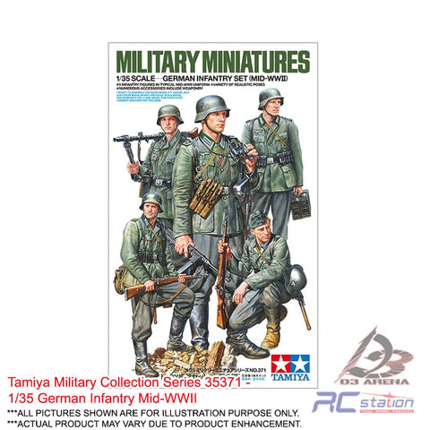 Tamiya Scale Models #35371 - 1/35 German Infantry Mid-WWII | Military Collection Series