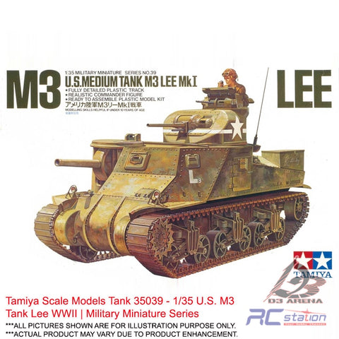 Tamiya Scale Models Tank #35039 - 1/35 U.S. M3 Tank Lee WWII | Military Miniature Series