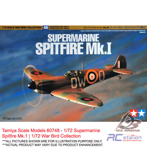 Tamiya Scale Models #60748 - 1/72 Supermarine Spitfire Mk.1 | 1/72 War Bird Collection