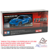 TAMIYA TT02  #47496A 1/10 PORSCHE 911 GT3 992 BLUE PAINTED BODY 4WD SHAFT DRIVE ONROAD EP CAR KIT W/ MOTOR