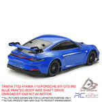 TAMIYA TT02  #47496A 1/10 PORSCHE 911 GT3 992 BLUE PAINTED BODY 4WD SHAFT DRIVE ONROAD EP CAR KIT W/ MOTOR