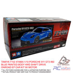 TAMIYA TT02  #47496A 1/10 PORSCHE 911 GT3 992 BLUE PAINTED BODY 4WD SHAFT DRIVE ONROAD EP CAR KIT W/ MOTOR
