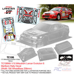 Team C Clear Body Shell TC106 1/10 Mitsubishi Lancer Evolution 6 (Width 190mm, WheelBase 258mm)