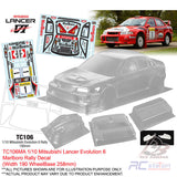 Team C Clear Body Shell TC106 1/10 Mitsubishi Lancer Evolution 6 (Width 190mm, WheelBase 258mm)