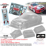 Team C Clear Body Shell TC106 1/10 Mitsubishi Lancer Evolution 6 (Width 190mm, WheelBase 258mm)