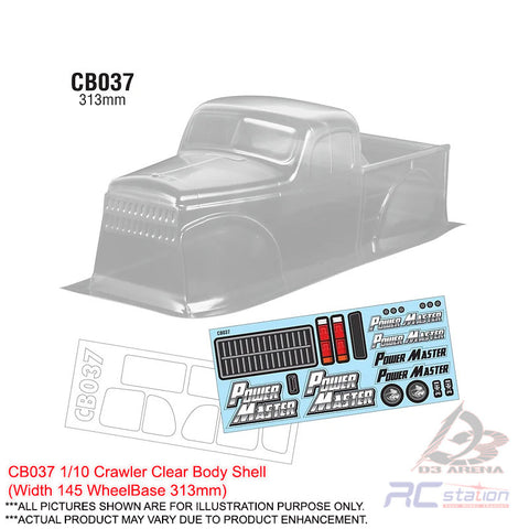 Team C Crawler Clear Body Shell CB037 1/10 Crawler Body, 313mm (Width 145mm, WheelBase 313mm)