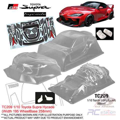 Team C Clear Body Shell TC209 1/10 Toyota Supra Hycade (Width 195mm, WheelBase 258mm)