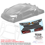 Team C Clear Body Shell TC235 1/10 235mm Body (Width 220/235mm, WheelBase 258mm)