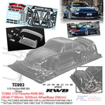 Team C Clear Body Shell TC993 1/10 Porsche RWB 993 (Width 195mm, WheelBase 258mm)