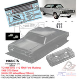 Team C Clear Body Shell TC1968 1/10 1968 Ford Mustang / GTS (Width 190/200mm, WheelBase 258mm)