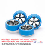 Tamiya #95654 - Jr Low Profile Small Diameter Tires/Black Plated 5-spoke Wheels TMAC 2024 Special Edition