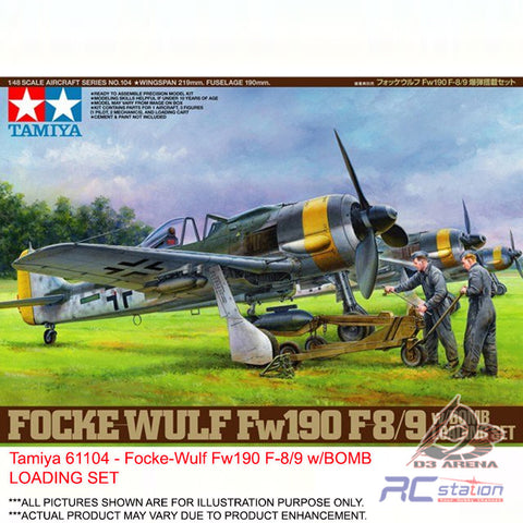 Tamiya #61104 - 1/48 Focke-Wulf Fw190 F-8/9 w/Bomb Loading Set | Aircraft Series