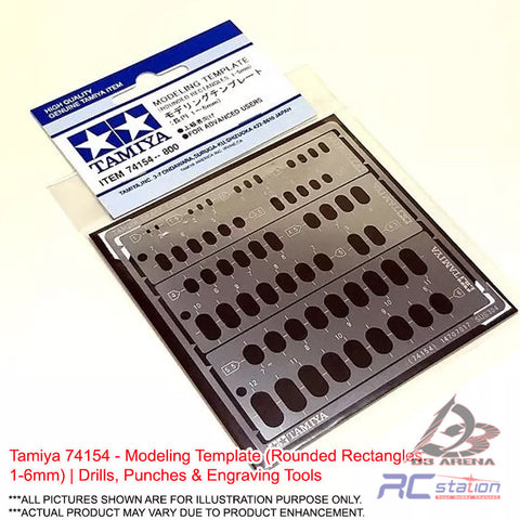 Tamiya #74154 - Modeling Template (Rounded Rectangles, 1-6mm) | Drills, Punches & Engraving Tools