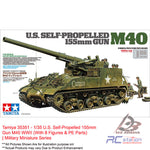 Tamiya #35351 - 1/35 U.S. Self-Propelled 155mm Gun M40 WWII (With 8 Figures & PE Parts) | Military Miniature Series