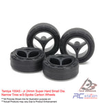 Tamiya #15543 - Jr 24mm Super Hard Small Dia. Narrow Tires w/3-Spoke Carbon Wheels