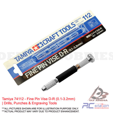 Tamiya #74112 - Fine Pin Vise D-R (0.1-3.2mm) | Drills, Punches & Engraving Tools