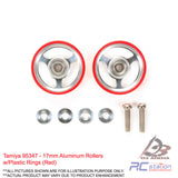 Tamiya #95347 - 17mm Aluminum Rollers w/Plastic Rings (Red)